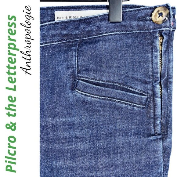 PILCRO & THE LETTERPRESS High Rise Denim Leggings Medium Wash Side Zip, Size 28 - Picture 7 of 13